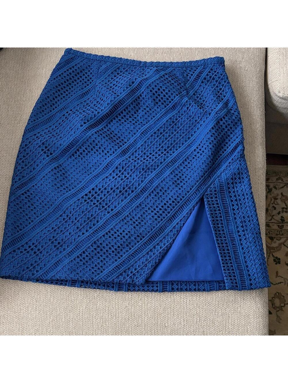NWT Anthropologie StyleStalker Riviera skirt Electron Blue Laser cut Slit
